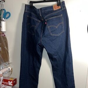Levi’s Blue/White Striped Straight-Leg Jeans
